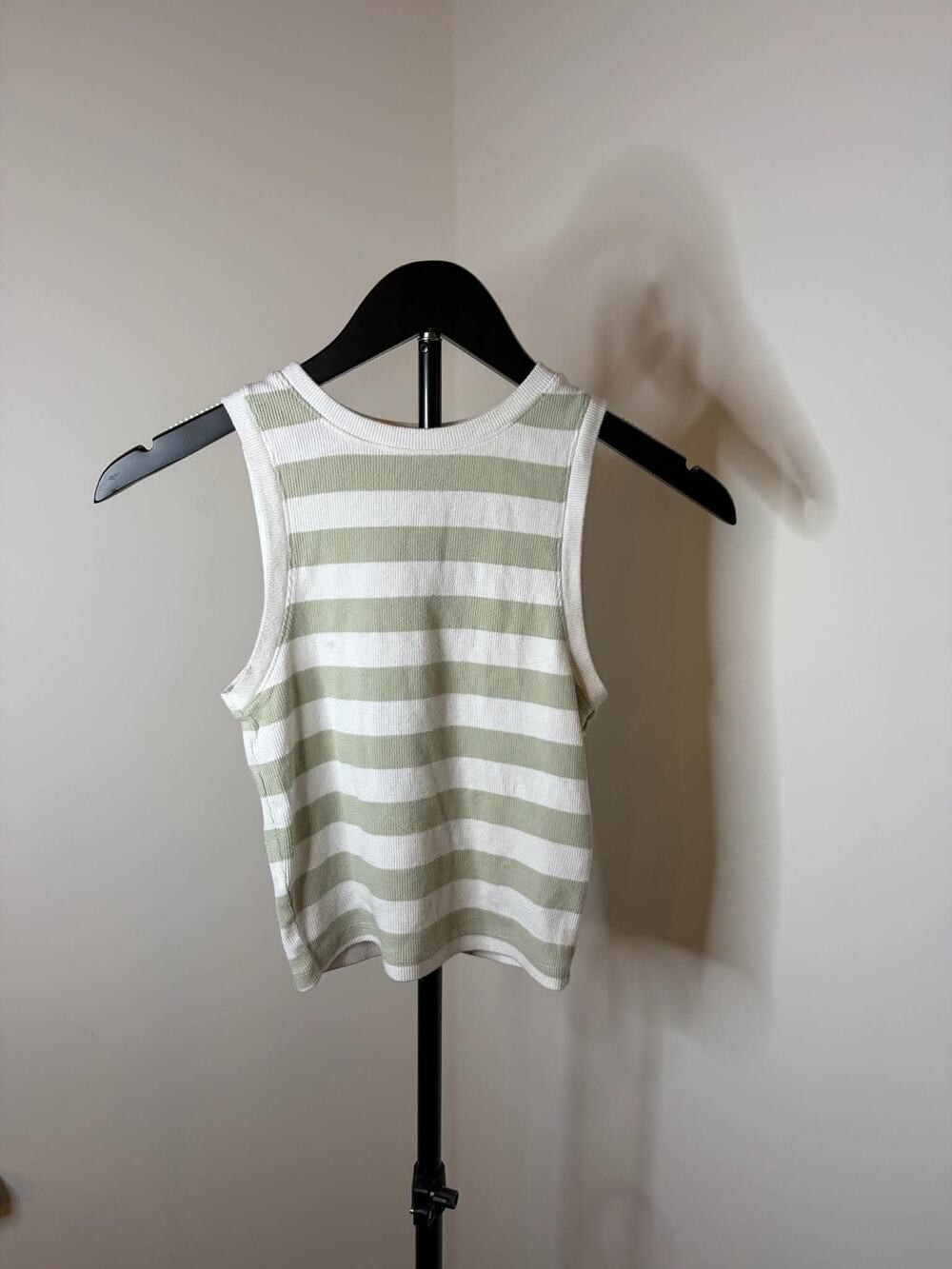 Hollister Sage Green Striped Tank Top Small